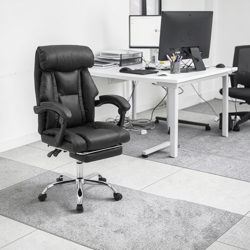 Chaise de bureau avec repose-pieds Fauteuil de jeu inclinable à dossier haut Fauteuil de jeu pivotant en cuir durable