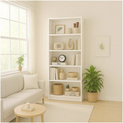 5-Tier Bookshelves Storage Cabinet White