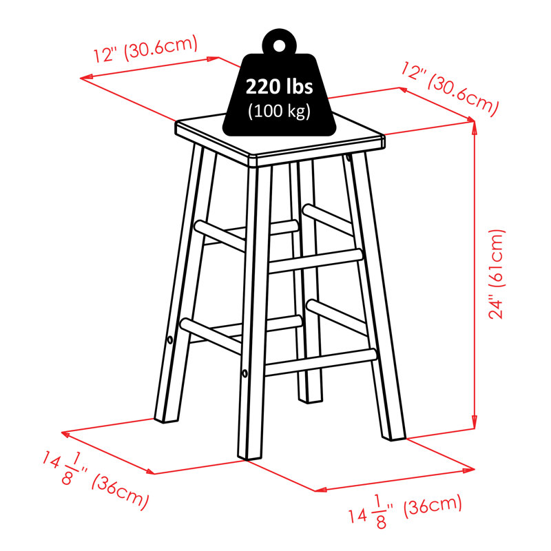 Reza Counter Stool with Solid Wood Frame, Teak, Counter Stool (24.02" Seat Height)