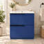 Meuble-lavabo BOV de 76 cm (30 po) au design cannelé, avec lavabo en céramique et tiroirs de rangement séparés-727607097