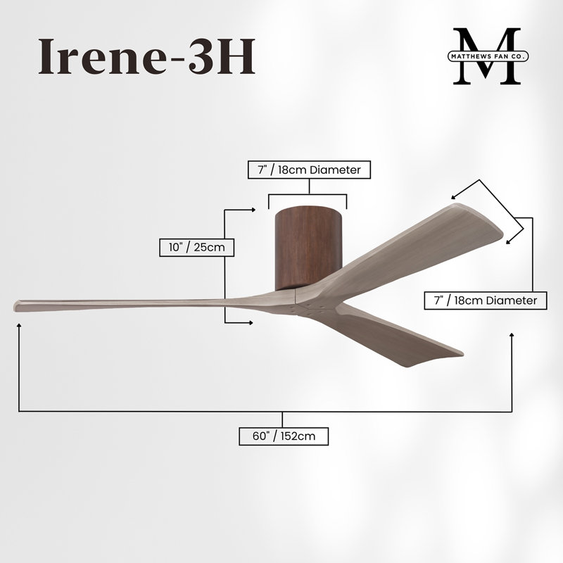Ventilateur de plafond à 3 pales Olivier, Noyer, Ton bois de frêne gris, 60"