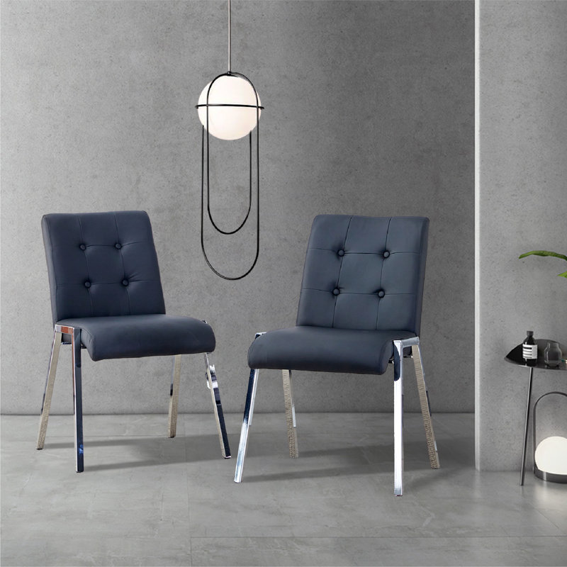 Chaise parsons capitonnée Rikeisha, Noir