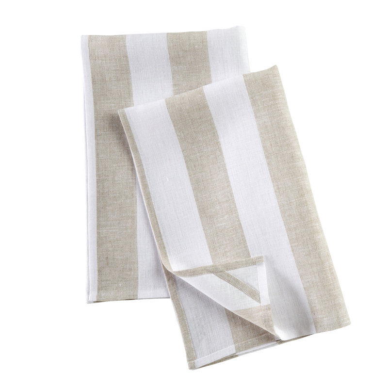 Cabana Kitchen Towel, Natural and White