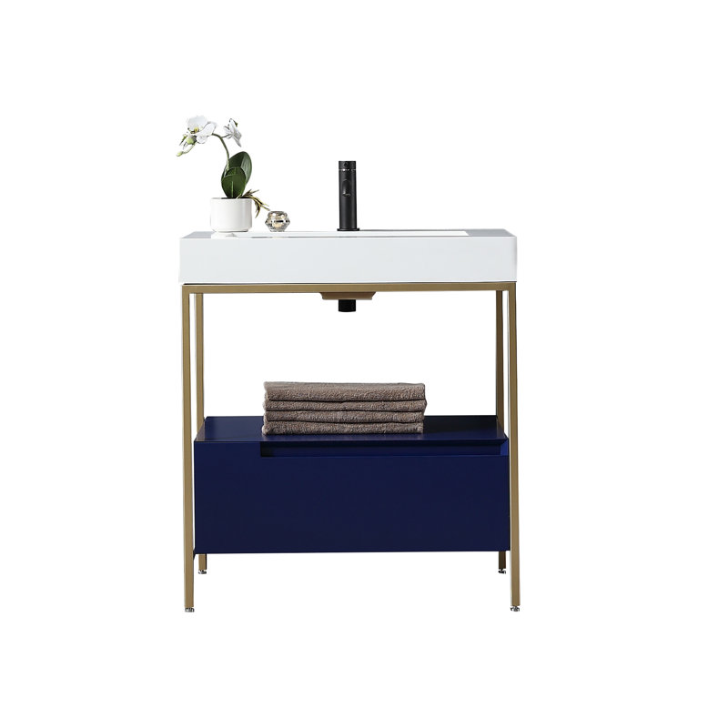 Texel 30" W Single  Vanity, Navy Blue, White, White