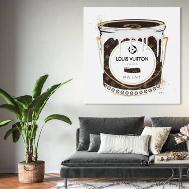 Oliver Gal Fashion and Glam Wall Art Framed Canvas Prints 'Luxurious Paint Can' Cans - Brown, Gold - 40 x 40 - White