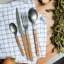Bistrot Vintage Teak 4 - Piece Stainless Steel Flatware Set - Service for 1