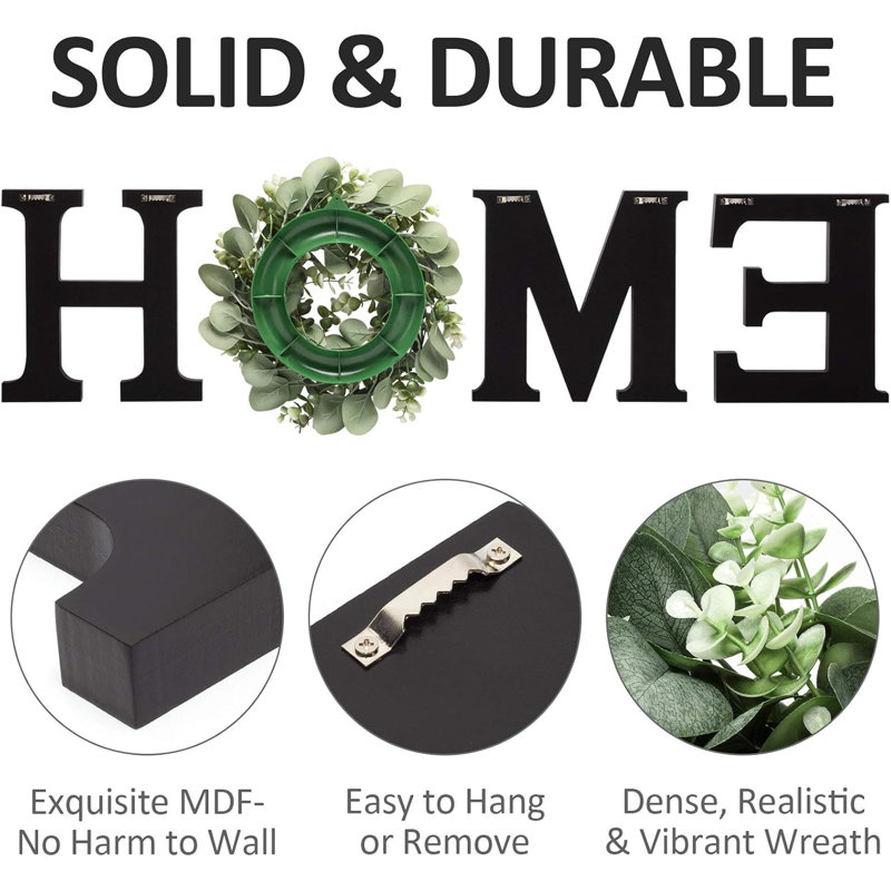 Home Wall Sign With Eucalyptus Wreath