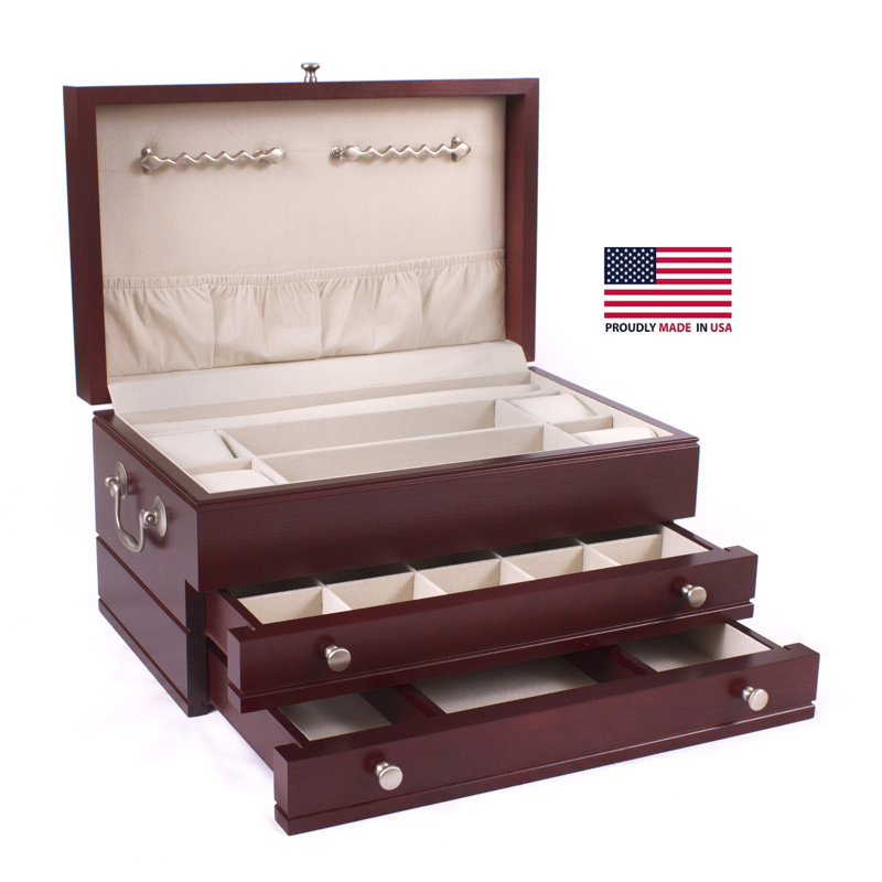 Wood Jewelry Box + Drawers, Mahogany