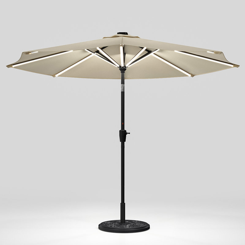 Aison 3m Traditional Parasol with LED Light, Beige