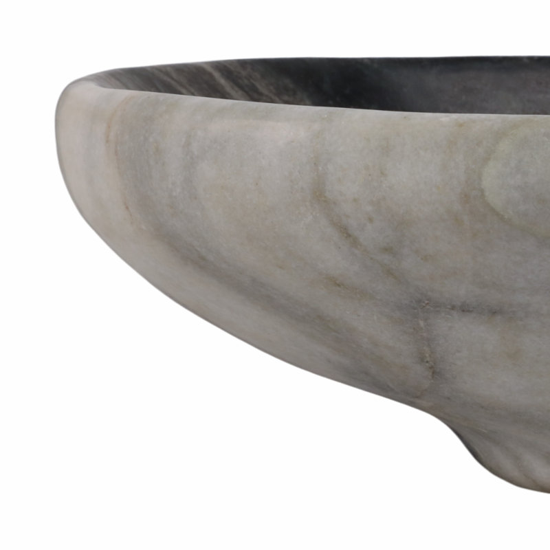 Decorative Curved Marble Tray for Coffee Table Decor - Casual Home Decor Accent Tray for Ottoman, Jewelry, Trinket, or Kitchen Counter - 19", Black