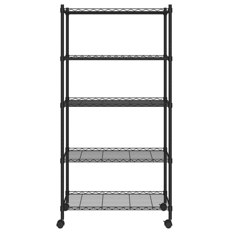 Selda   35cm W Metal Storage Rack with Wheels, Black