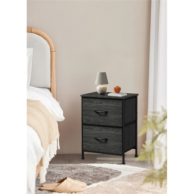 Table de chevet moderne avec rangement, Gris anthracite / noir