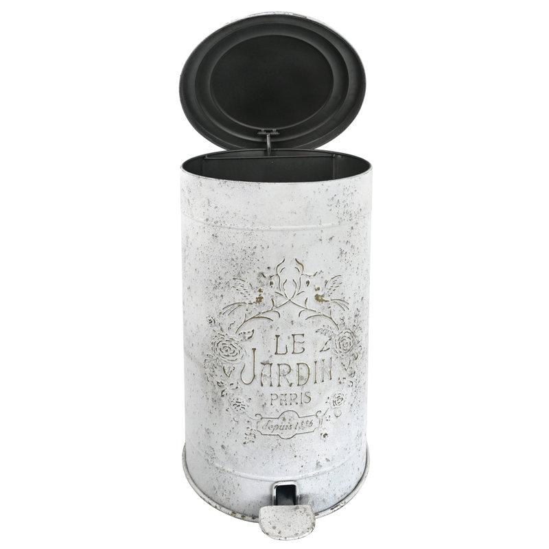 Metal Step On Waste Bin - 17L, White