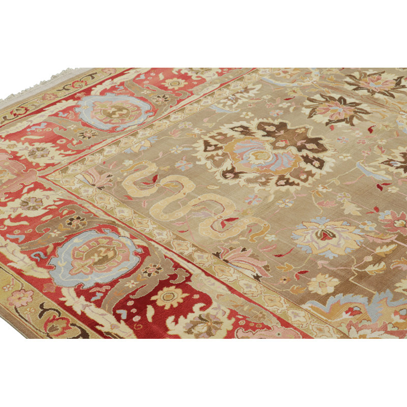 Rug & Kilim’S Persian Tabriz Style Rug In Beige-Brown With Floral Patterns