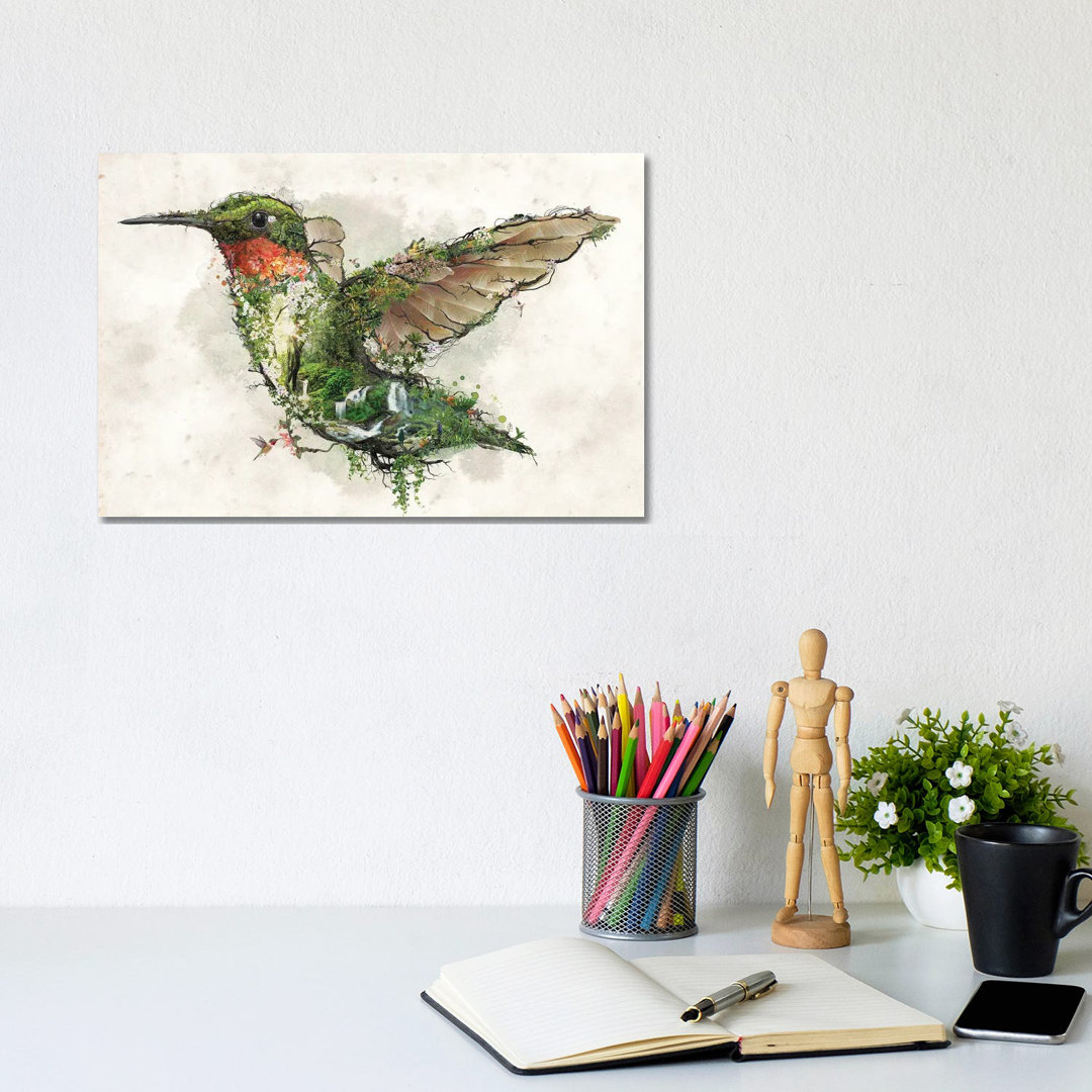 Ruby Throated Hummingbird by Barrett Biggers - Wrapped Canvas Print