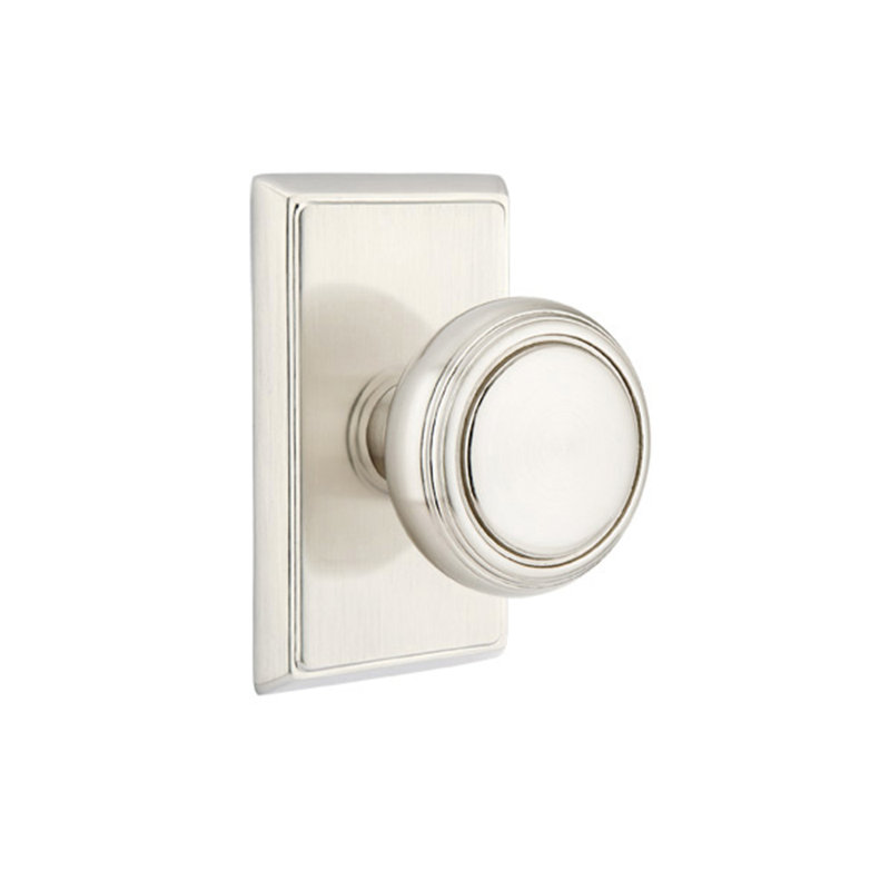 Passage Norwich Knob with Rectangular Rose, Satin Nickel