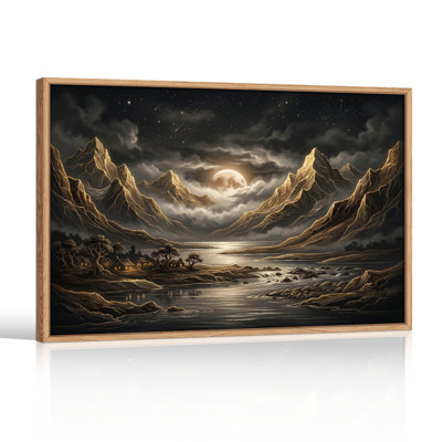 Montagne au clair de lune, reproduction d'art sur toile, ensemble de 1