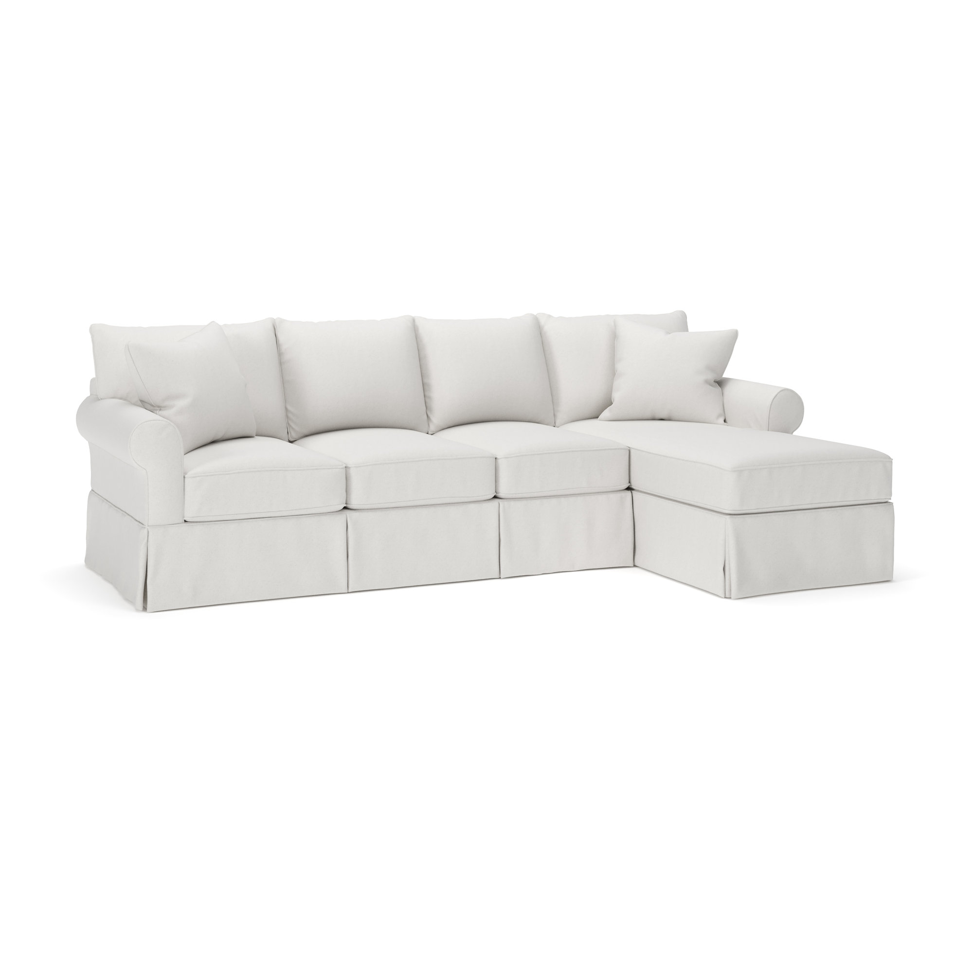 Amari Slipcovered Sectional with Sleeper Sofa, Right Hand Facing, Macarena Beige