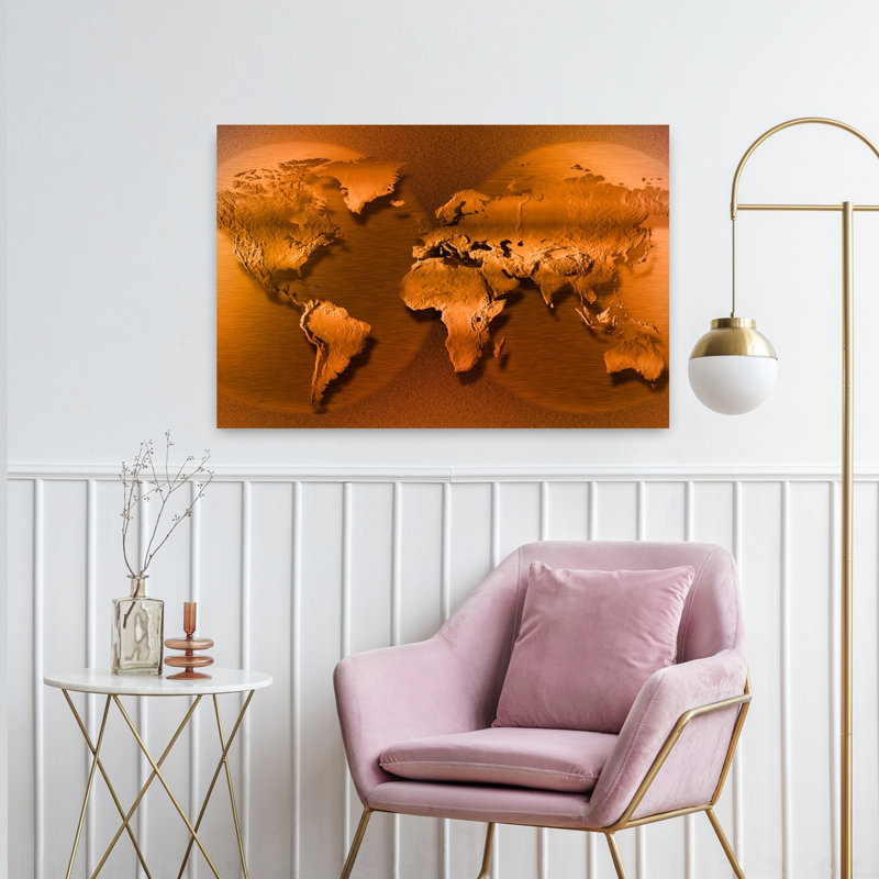 Gros plan sur une carte du monde abstrait, art contemporain de la nature, H 24 po x l 36 po