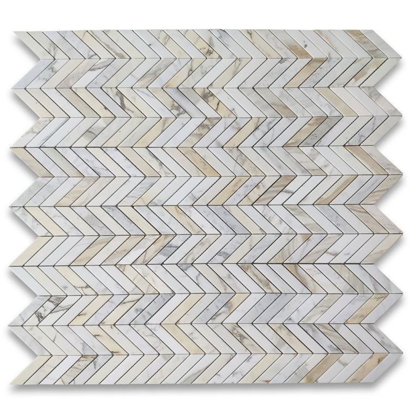 Calacatta 12" x 12" Marble Mosaic Tile, White/Gray