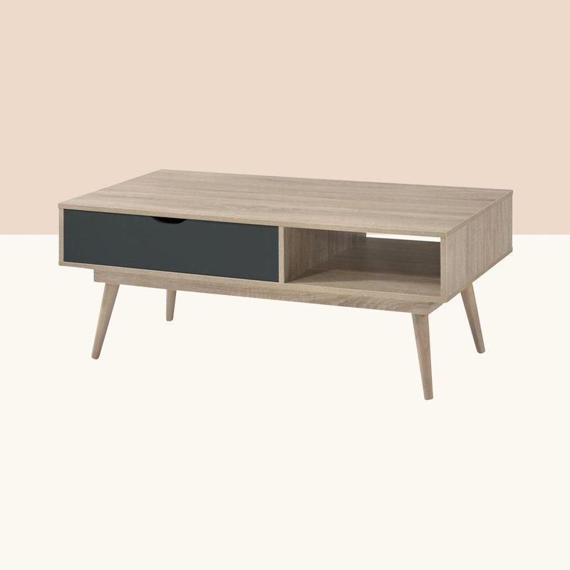Caroline Four Leg Coffee Table with Storage, Grey