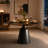 35" Modern Round Dining Table, Premium 10mm Smoked Glass & Heavy Carbon Steel Pedestal Base, Space-Saving Small Kitchen Table