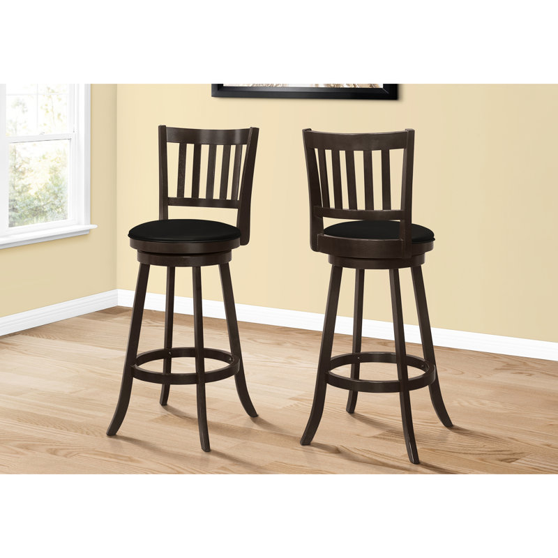 2 tabourets de bar, fonction pivotante, hauteur, pieds en bois brun foncé, siège en tissu noir, tabouret de soutien de couleur facile à assembler, rotation à 360 °, revêtement rembourré et pratique