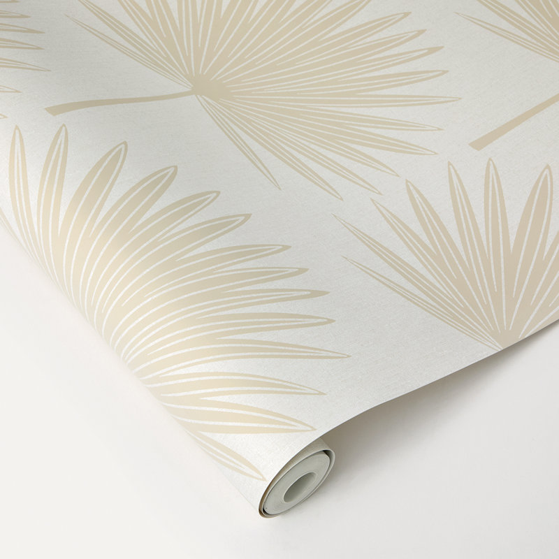 Papier peint estampé Palm, Blanc