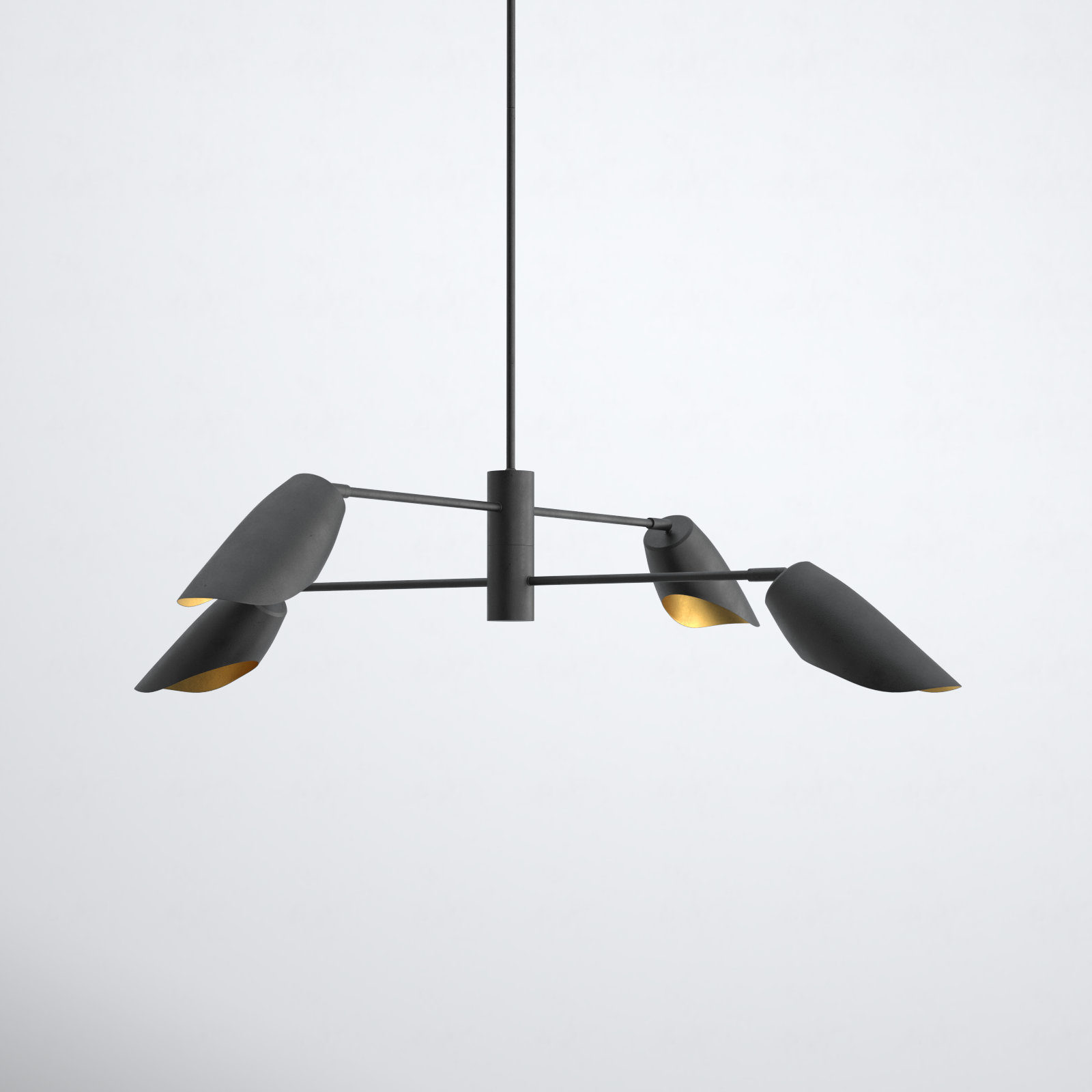 Bondy Sputnik Modern Linear LED Chandelier, Black, 8.75"H x 39.25"W x 39.25"D