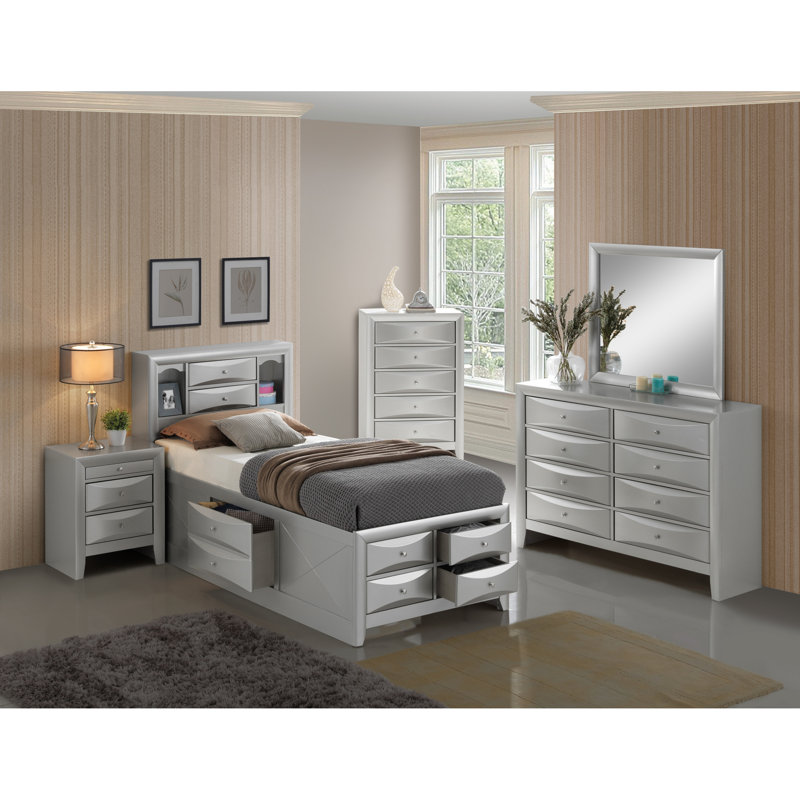 Lit de rangement moderne avec panneau de particules contemporain pour chambre à coucher