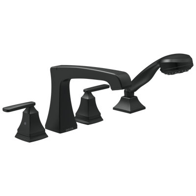 Ashlyn Double Handle Deck Mounted Roman Tub Faucet Trim with Handshower