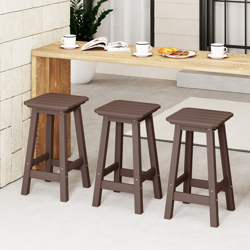 Tabouret de comptoir carré 24 po Vinnie (ensemble de 3), Brun foncé