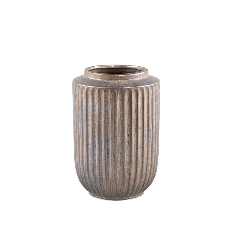 Carmona Ceramic Pot Planter, 26cm H x 18cm W x 18cm D, Gold