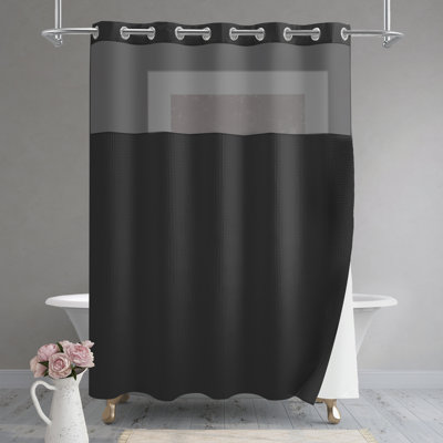 Cotton Blend Waffle Shower Curtain with Liner Included