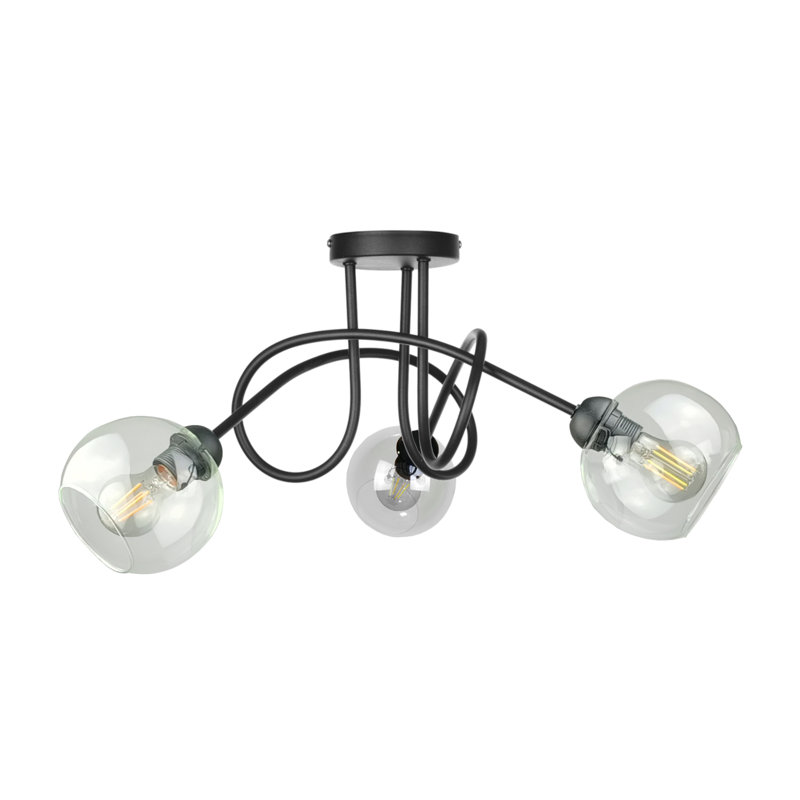 Alifonso Glass Semi Flush Mount, Black