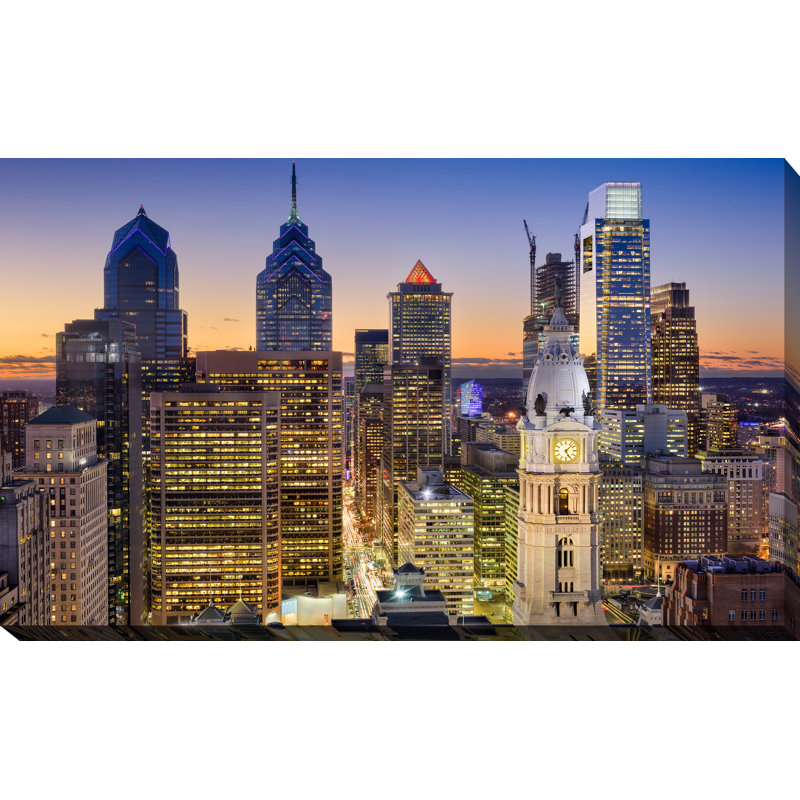 «Philadelphia, Pennsylvania, USA Downtown Skyline», reproduction de photo sur toile tendue, H 24 po x l 40 po x P 1 po