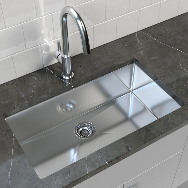 Cantrio KSS-3218-1 Évier de cuisine sous plan en acier inoxydable 304 calibre 18 de 32 po