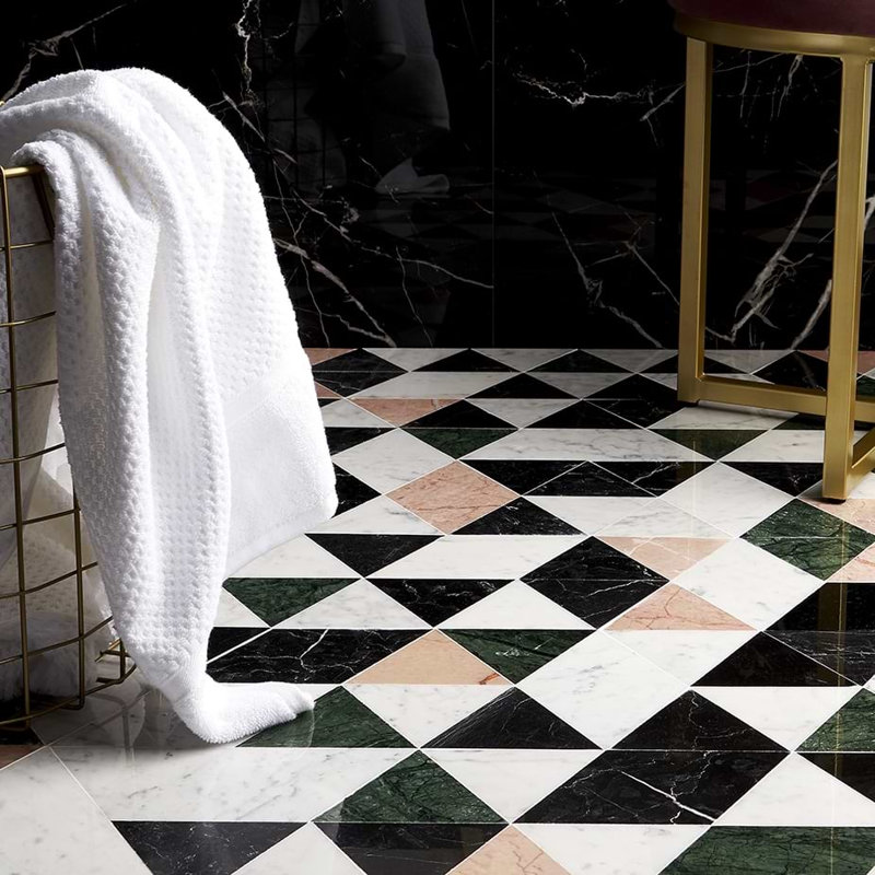 Prism 13.5 X 7.75 Marble Mosaic Tile, Rosa Pink