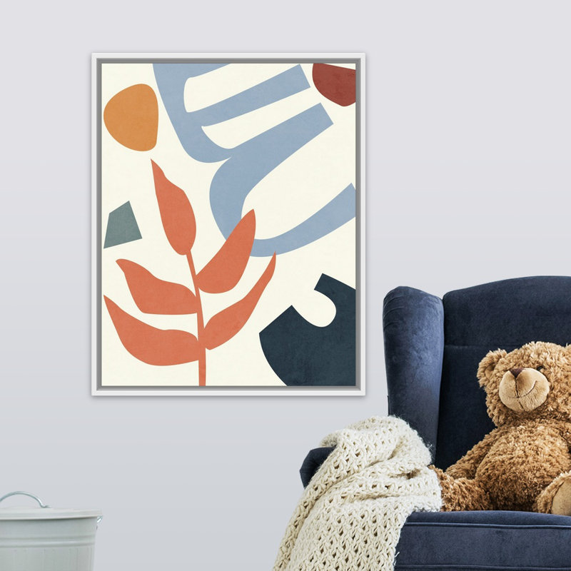 Art peinture, Cadre flottant blanc/rose/bleu/orange, H 30 po x l 24 po x P 1,2 po