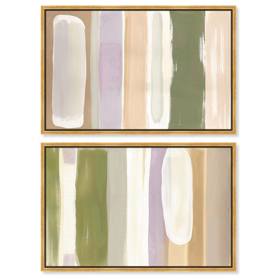 Verdant Stripe Set Canvas Set of 2 Green and Blue Art by 