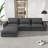 128" Sectional Sofa With Movable Ottoman, Charging Ports And Back Pillows-615756799