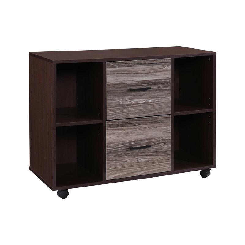 Walnut File Cabinet With 2 Drawers, Brown
