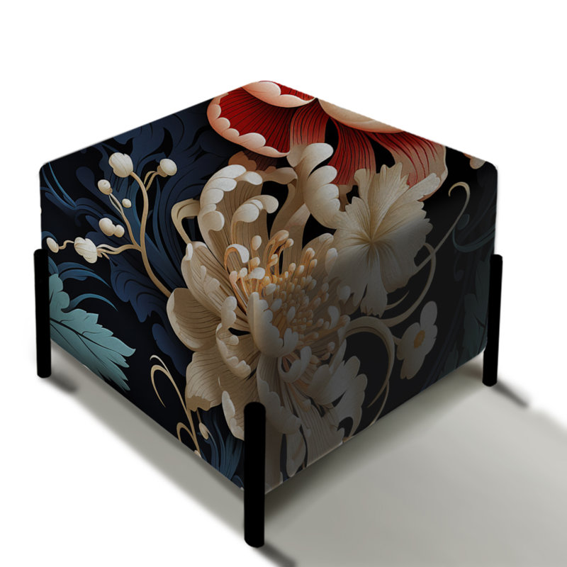 Asian Artistry Floral - Repose-pieds carré oriental