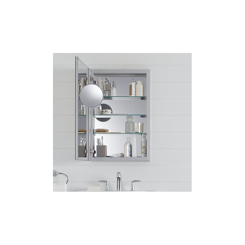 Verdera® Aluminum Medicine Cabinet with Adjustable Magnifying Mirror and Slow-Close Door, 30"H x 40"W x 4.75"D