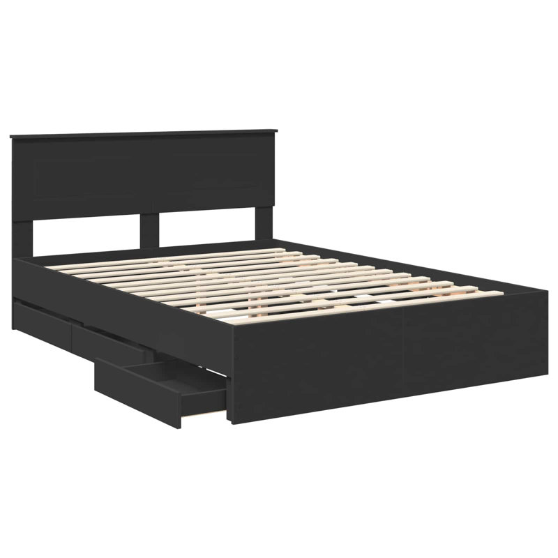 Bed, Black, European Double (140 x 200 cm)