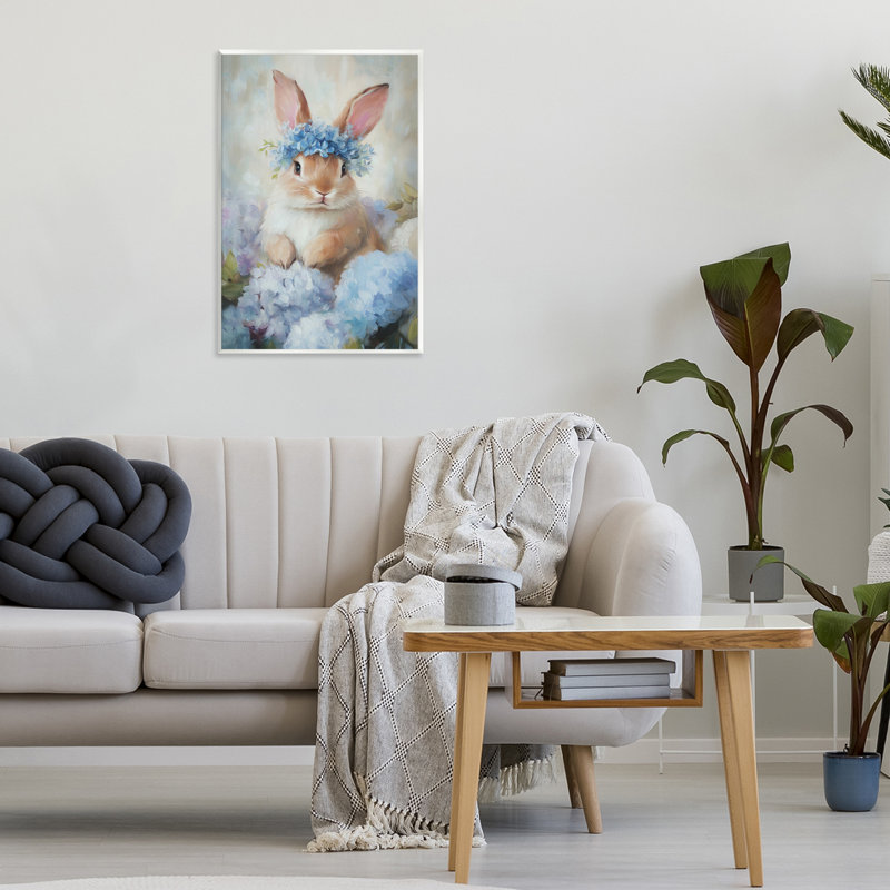 Plaque murale Bunny In The Blossoms, design par Tina LeCour, H 19 po x l 13 po