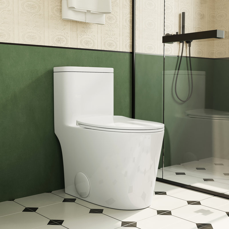 Toilette en céramique, siège allongé, blanc, confortable et à fermeture en douceur, 1,1 / 1,6 po, T036wt