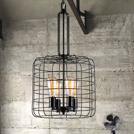Luminaire suspendu cylindrique à 4 lumières