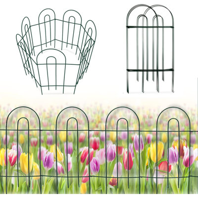 Paquet de 14 clôtures de jardin Umien (32 po x 20 pi) | Clôture de jardin en fer antirouille | Clôtures extérieures pour l'aménagement paysager