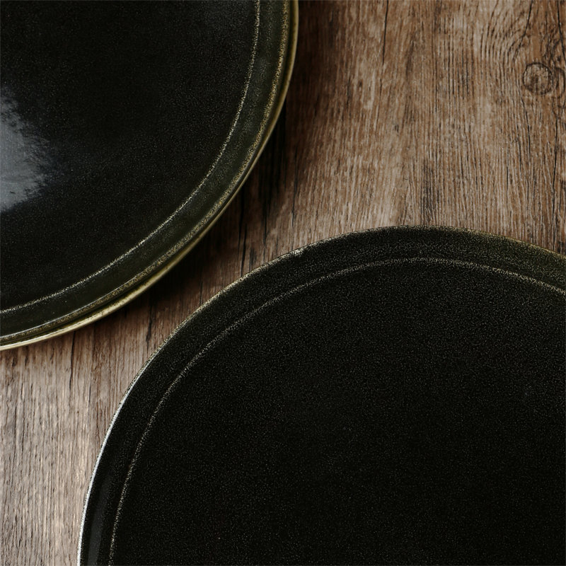 Assiette plate en grès Granduca, Noir